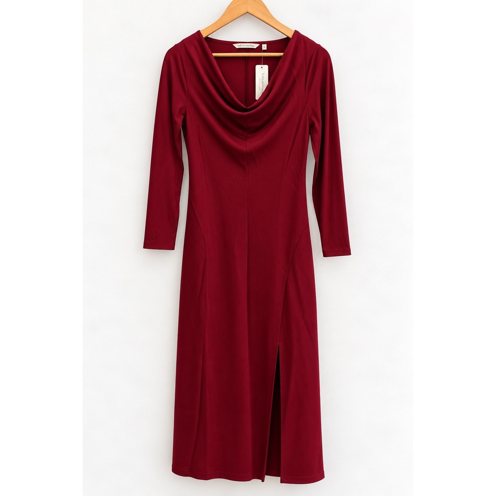 Soft Surroundings Solange Satin Dress Cabernet Maxi Sz 6 Holiday Party Cocktail